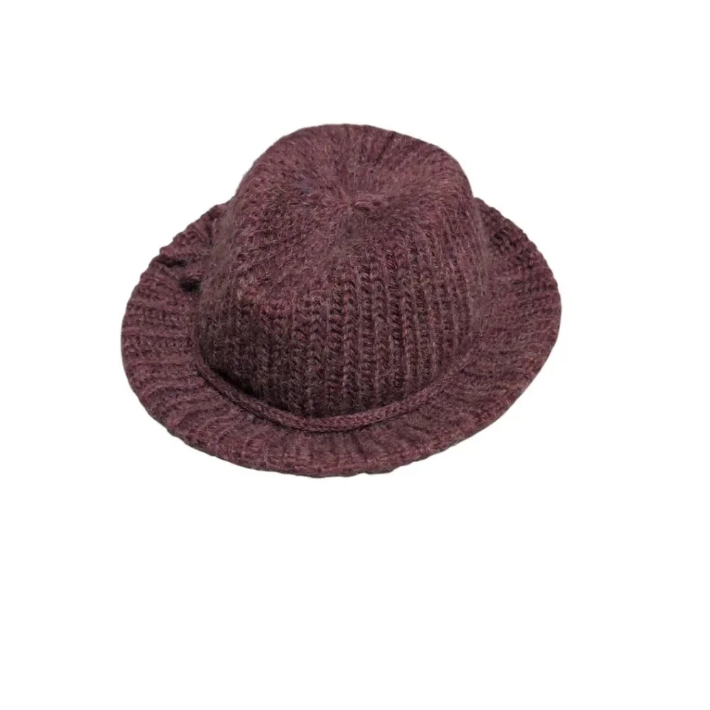 Unbranded Wool blend knit hat Italy bow maroon accessory bucket OSFM